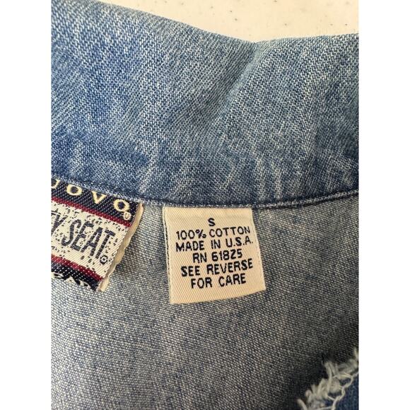 Vintage County Seat Denim & Plaid Zip Jacket S 80s‎ 90s Gorpcore Cottagecore - Picture 9 of 12